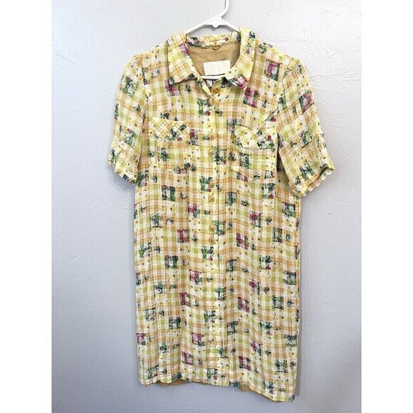 Vintage Tissus Monde Paris Dress Floral Mid Century Modern Buttons Lined M 1960s - Picture 1 of 12